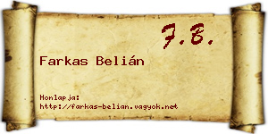 Farkas Belián névjegykártya